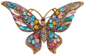 crystal rhinestone butterfly brooch elegant lapel pins dress accessories jewelry gift for women girls (multi)