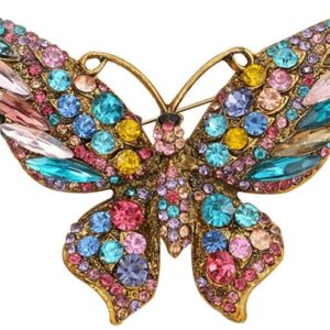 Crystal Rhinestone Butterfly Brooch Elegant Lapel Pins Dress Accessories Jewelry Gift For Women Girls (Multi)