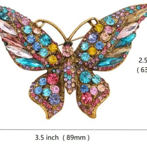 Crystal Rhinestone Butterfly Brooch Elegant Lapel Pins Dress Accessories Jewelry Gift For Women Girls (Multi)