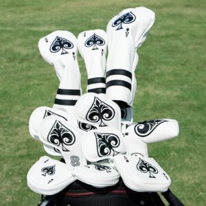 Montela Golf Club Covers Poker Ace 3 Wood Headcover Driver Cover Fairway Wood Headcover Hybrid Cover Leather Golf Headcover for Scotty Cameron Odyssey Taylormade Spider All Brand