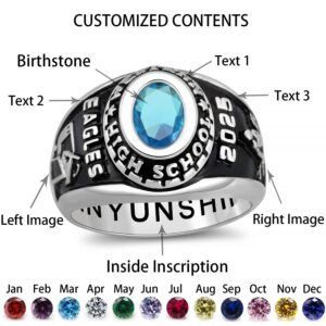 Ccjcinata Gold Plated Class Rings Birthstone Rings Class Rings for Men High School Personalized Custom Rings Men's Class Rings Size 5-15 College Rings for Men