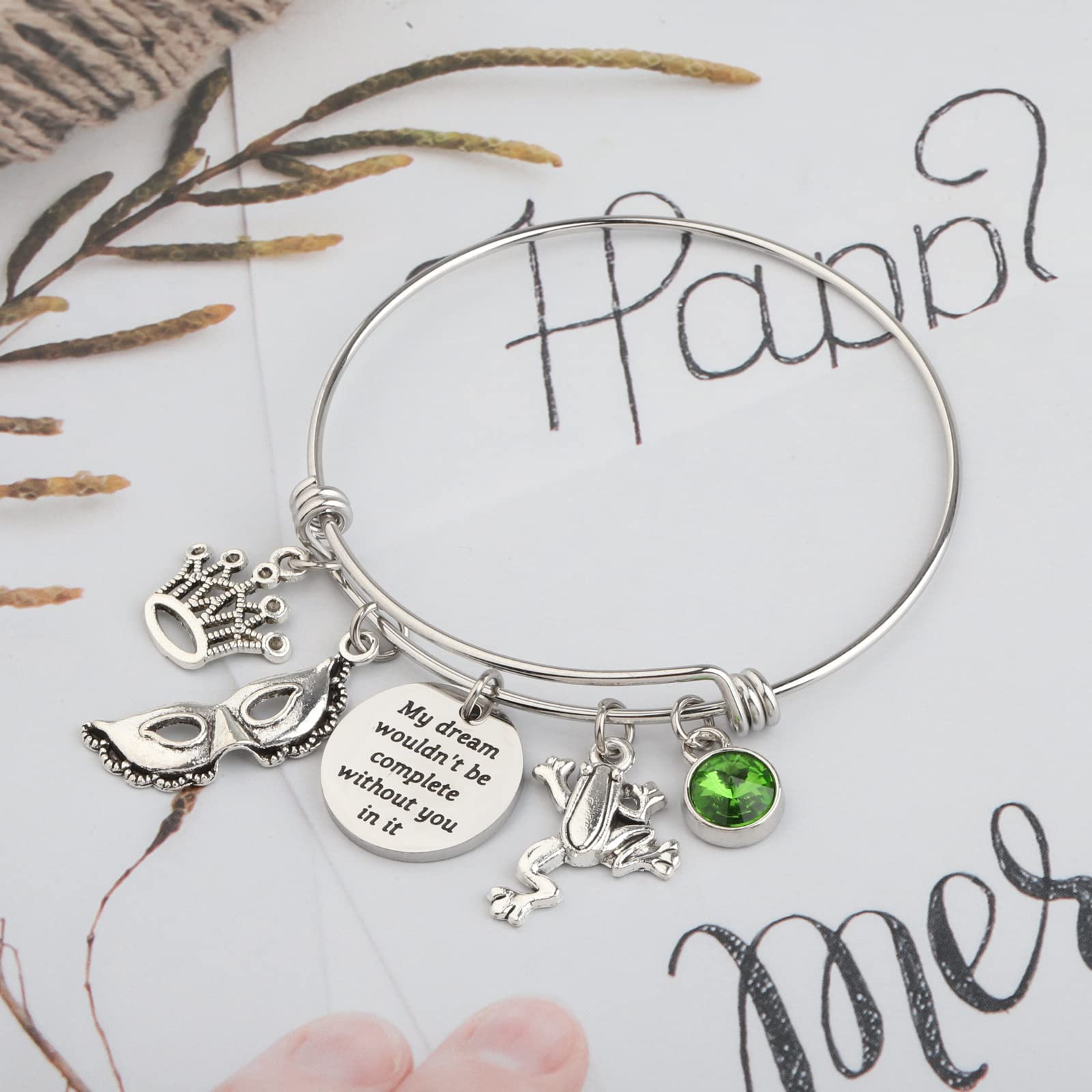 BAUNA Fairytale Frog Inspired Bracelet Princess Tiana Quote Jewelry for Fans My Dream Wouldn’t Be Complete Without You In It (Frog Inspired Bracelet)