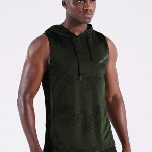 NELEUS Men's Workout Tank Tops Sleeveless Running Shirts with Hoodie,5098,3 Pack,Black/Grey/Olive Green,M