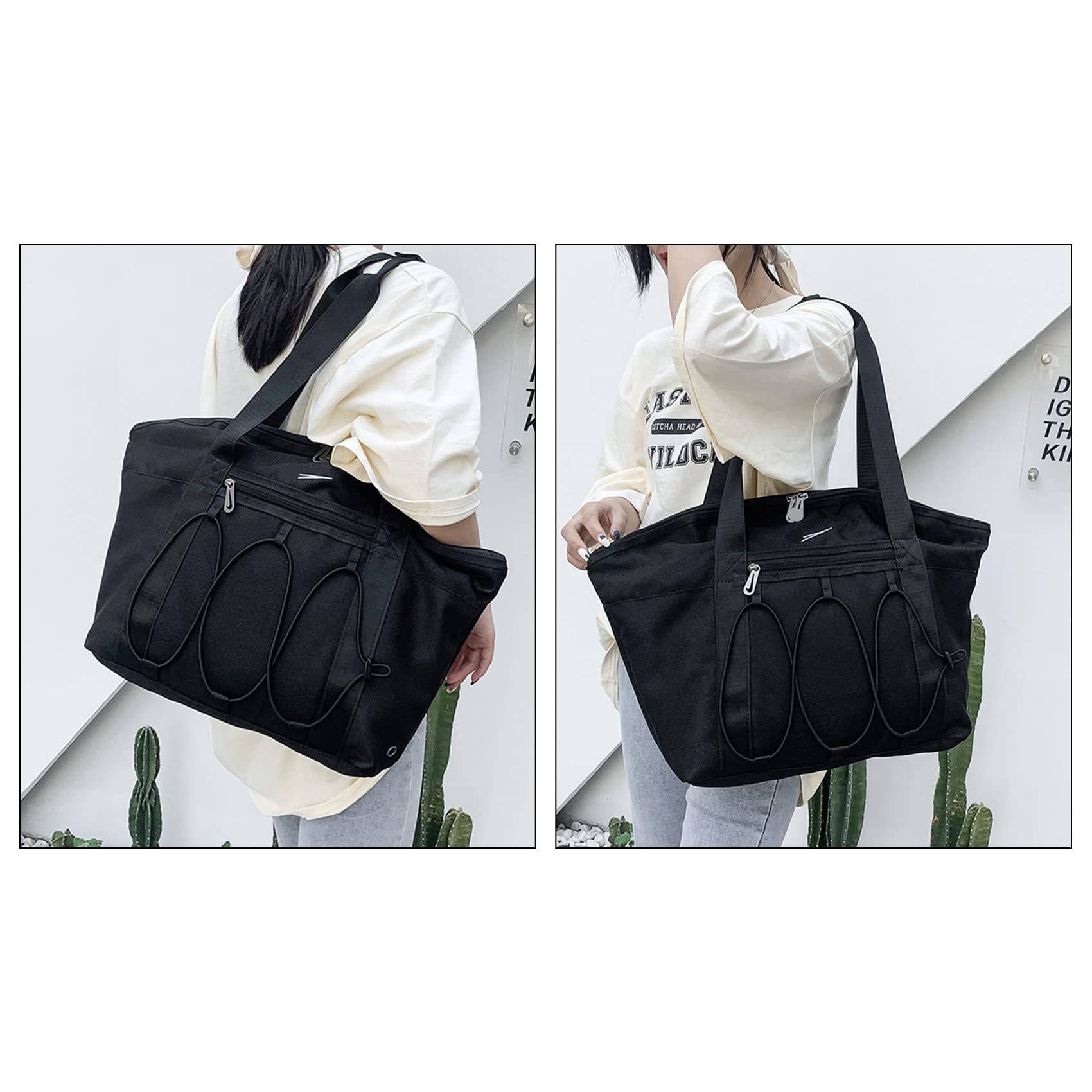 NOTAG Nylon Tote Handbags Large Capacity Shoulder Bags Women Daily Working Purses (Black)