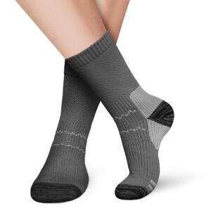 CHARMKING 6 Pairs Crew Compression Socks for Women & Men Circulation 15-20 mmHg is Best for All Day Wear Running Nurse (S/M, Grey Grey)