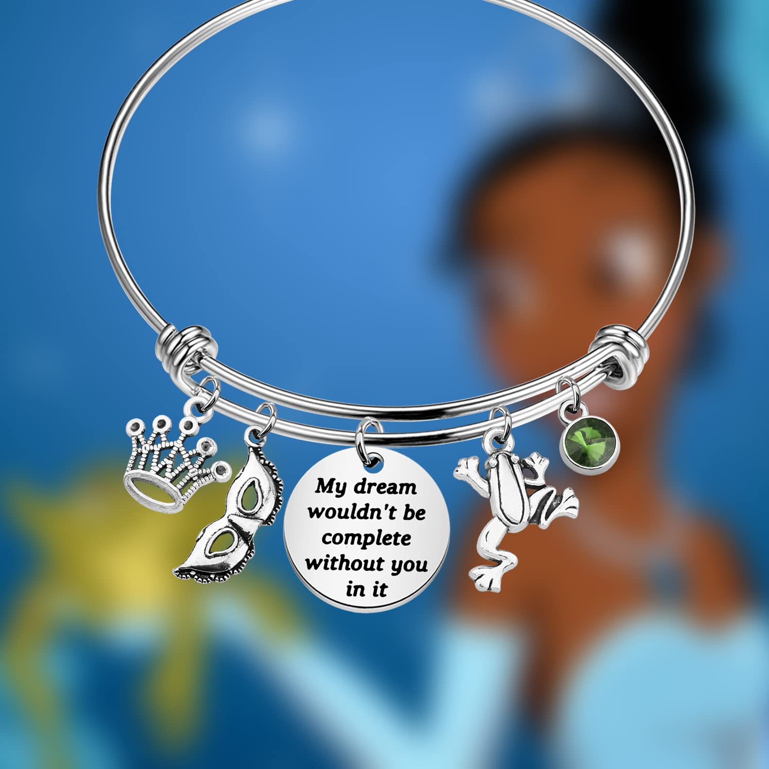 BAUNA Fairytale Frog Inspired Bracelet Princess Tiana Quote Jewelry for Fans My Dream Wouldn’t Be Complete Without You In It (Frog Inspired Bracelet)