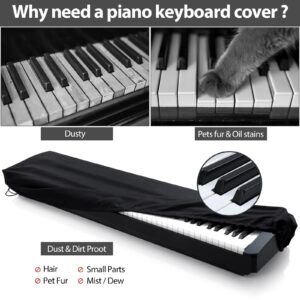 YNester 88 Keys Electric Piano Keyboard Dust Cover, Adjustable Electric Piano Keyboard Covers for Digital Electric Pianos, Full Cover Elastic Lock Music keyboard Protector Cover