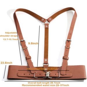 AONEWIN Women's Body Leather Harness Punk Belt Skinny Body Adjustable Suspender For Dresses (Brown Medium)