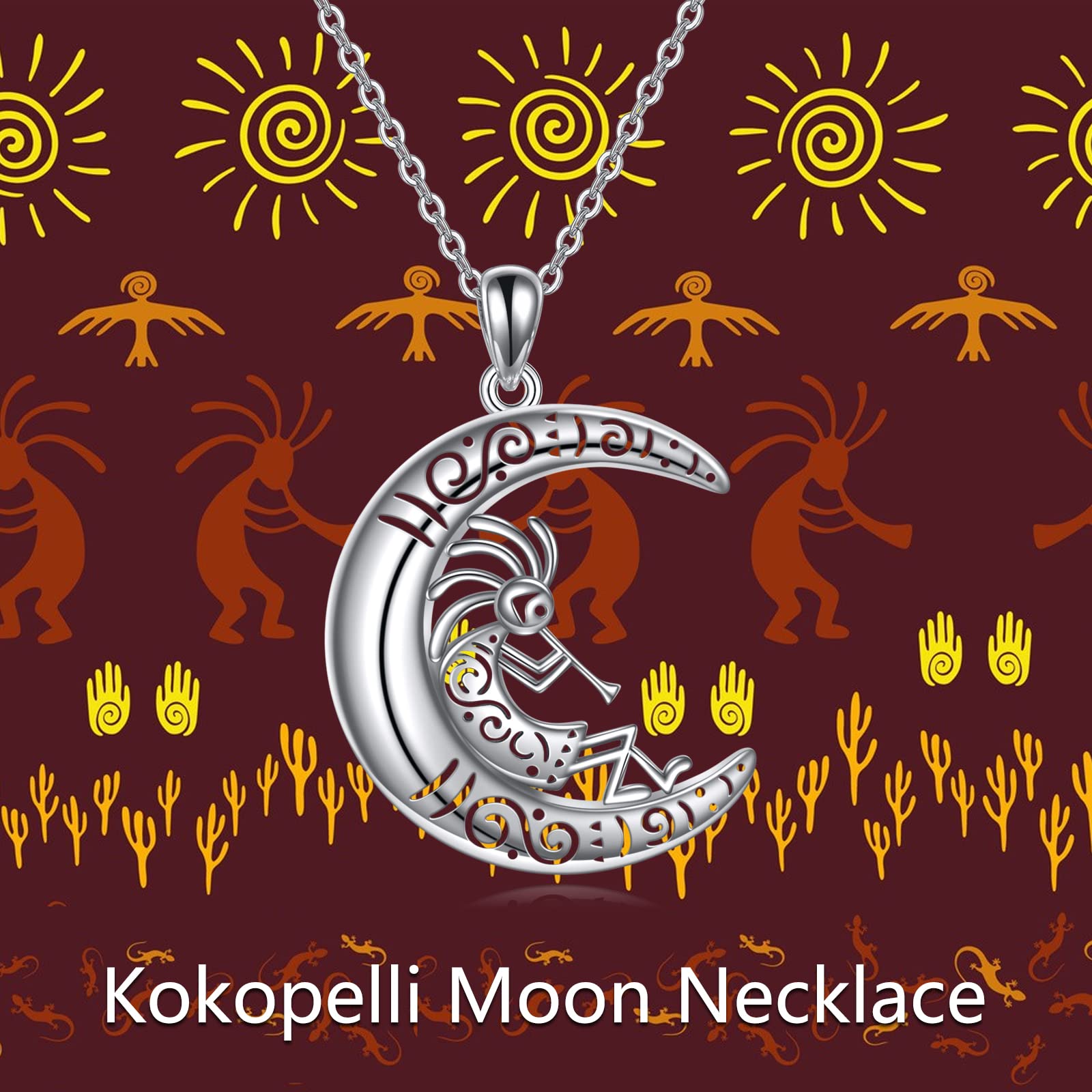 YAFEINI Kokopelli Necklace Sterling Silver Kokopelli Pendant Southwestern Kokopelli Jewelry Gifts for Women