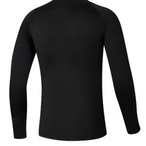 Willit Youth Boys' Compression Thermal Shirts Fleece Baselayer Long Sleeve Girls' Kids Football Soccer Undershirts Black L