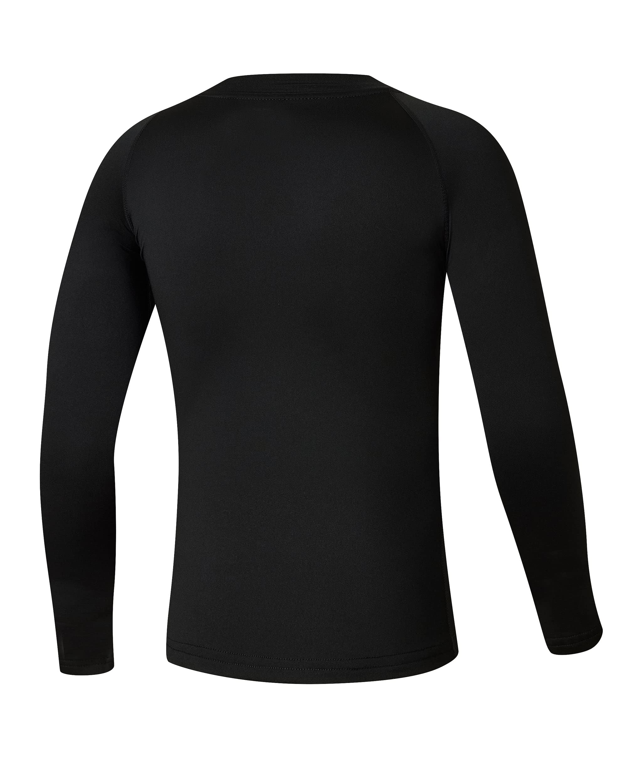 Willit Youth Boys' Compression Thermal Shirts Fleece Baselayer Long Sleeve Girls' Kids Football Soccer Undershirts Black L