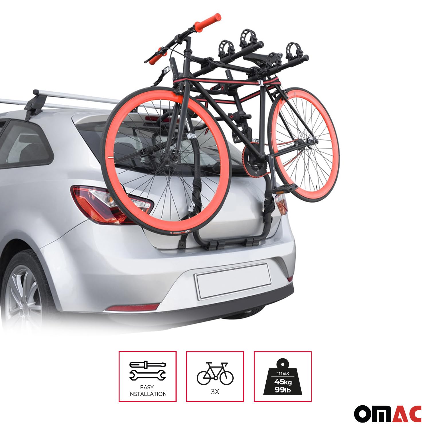 OMAC 3 Bike Rack Carrier Hitch Mount for BMW X1 E84 2010-2015 Stainless Steel Black