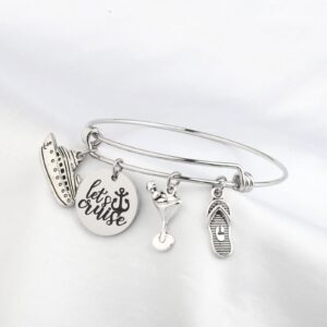 KEYCHIN Cruise Vacation Bracelet Alaskan Cruise Gifts Let's cruise Jewelry Bestie Trip(Cruise Br-S)