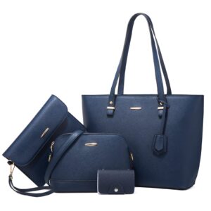 Handbags for Women Large Tote Shoulder Bags Top Handle Satchel Purses Wallet Crossbody Bag set 4pcs