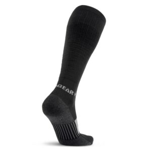 MudGear Merino Wool Long Compression Socks - Wool Compression Socks for Mountain Biking And Cycling, Gym, Running, Cycling, Hiking,Work - Cushioned Athletic Socks (Black/Gray,Large)