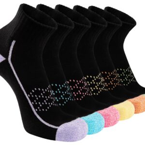 Hepsibah Womens Ankle Athletic Socks Cotton Thick Cushioned Low Cut Running Socks 6 Pack Color Black 6Pack Size US Shoe Size 6-11