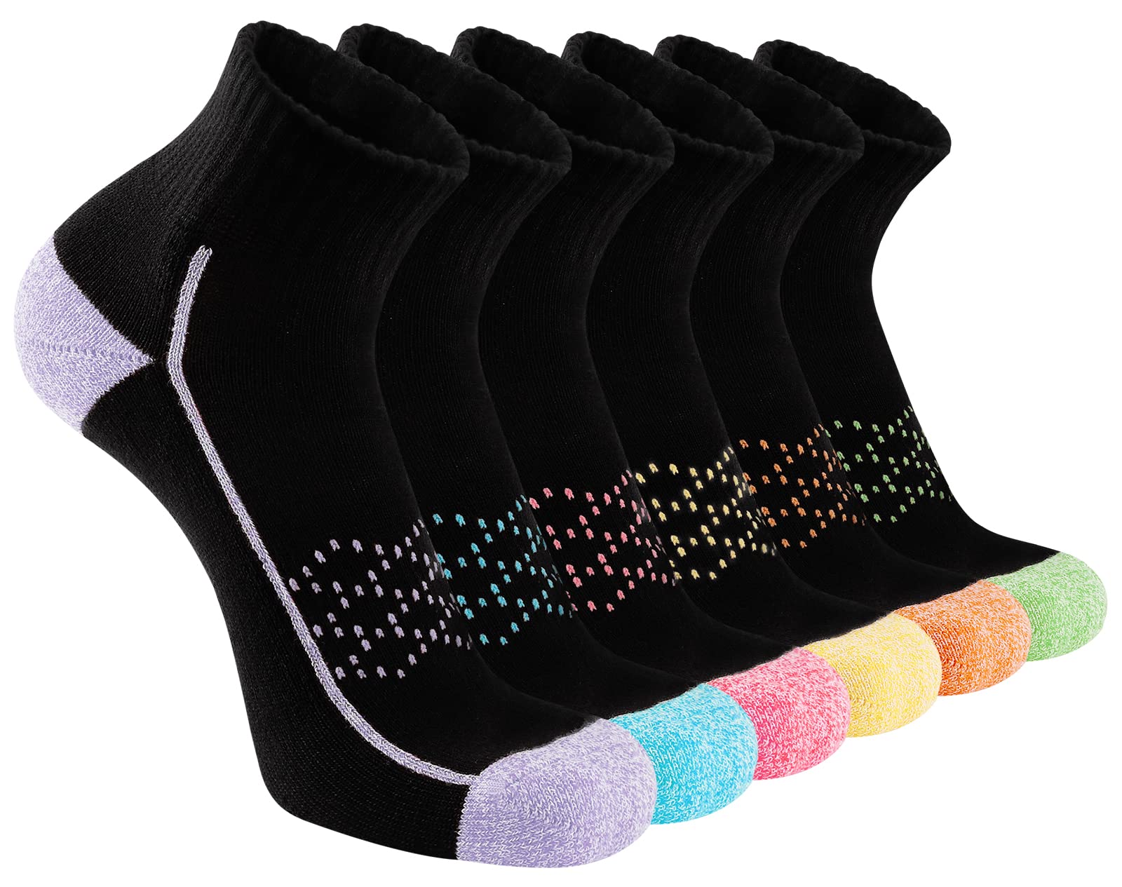 Hepsibah Womens Ankle Athletic Socks Cotton Thick Cushioned Low Cut Running Socks 6 Pack Color Black 6Pack Size US Shoe Size 6-11