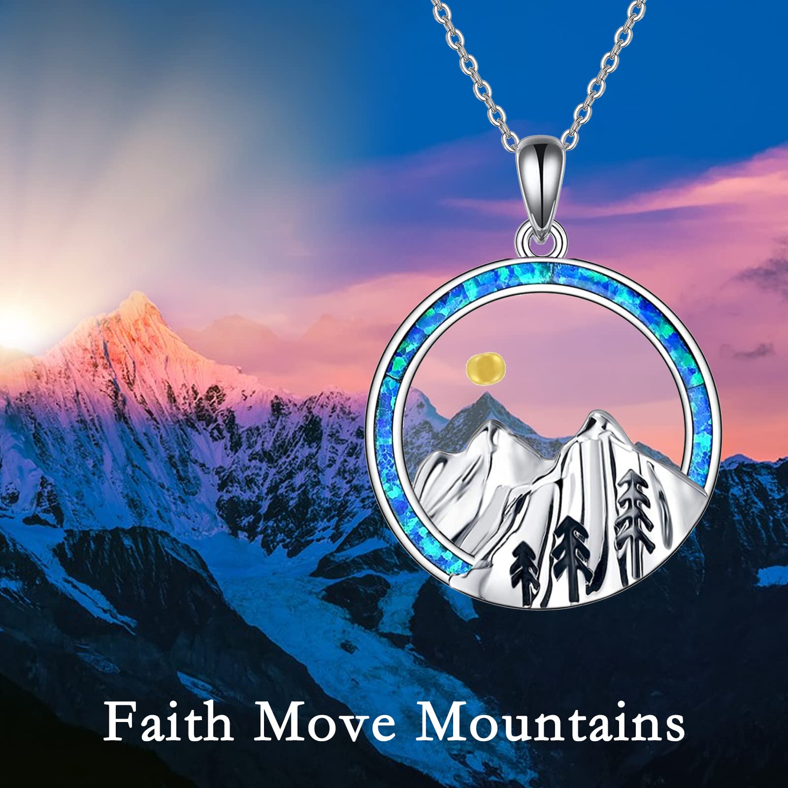 VONALA Mustard Seed Necklace 925 Sterling silver Mountain Blue Opal Necklace Faith Move Mountain Jewelry Gift for Christian Necklace