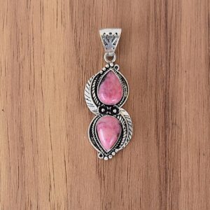 Rekha Gems Rhodonite Pendant, Pink Gemstone Pendant, Gift For Her, Vintage Jewelry,925 Sterling Silver Pendant, Boho and Hippie Pendant, Vintage Pendant, Daily Wear Pendant, Valentine Gift-NO-NRO-21