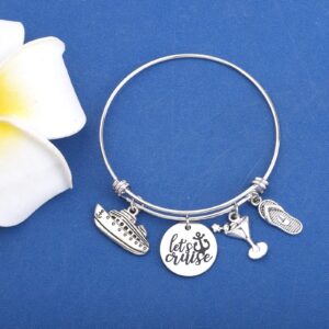 KEYCHIN Cruise Vacation Bracelet Alaskan Cruise Gifts Let's cruise Jewelry Bestie Trip(Cruise Br-S)