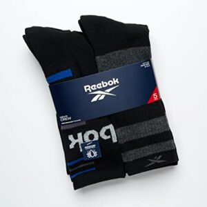 Reebok Men's Crew Socks - 5 Pack Comfort Cushion Performance Crew Socks for Men - Classic Men's Sports Socks (Size: 6-12.5), Size 6-12.5, Black/Grey Multi