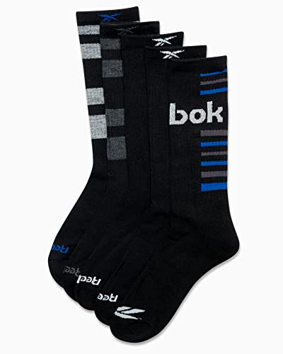 Reebok Men's Crew Socks - 5 Pack Comfort Cushion Performance Crew Socks for Men - Classic Men's Sports Socks (Size: 6-12.5), Size 6-12.5, Black/Grey Multi