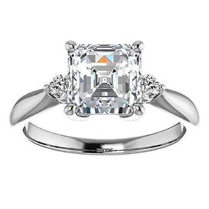 2 CT Asscher Wedding Rings for Women Moissanite Wedding Band Solitaire Handmade Gifts Moissanite Classic Ring 10K/14K/18K Solid White Gold