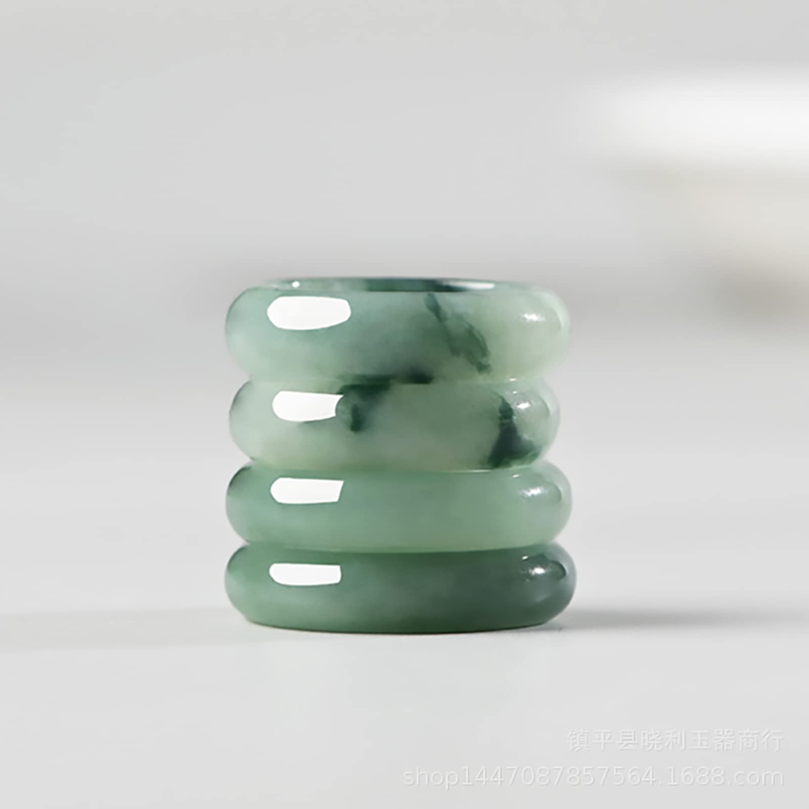 BJIMIDTI Jade Rings- Green Natural A Grade Jade Band Ring 100% Genuine Burma Jade Rings for Women, Real Good Luck Jadeite Ring Jewelry Gifts, Green,Size 11