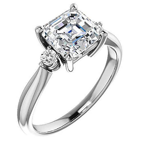 2 CT Asscher Wedding Rings for Women Moissanite Wedding Band Solitaire Handmade Gifts Moissanite Classic Ring 10K/14K/18K Solid White Gold