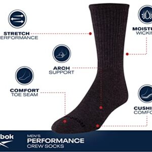 Reebok Men's Crew Socks - 5 Pack Comfort Cushion Performance Crew Socks for Men - Classic Men's Sports Socks (Size: 6-12.5), Size 6-12.5, Black/Grey Multi