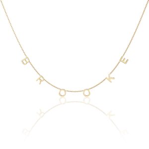 CAITLYNMINIMALIST 18K Gold Custom Name Necklace Personalized 925 Sterling Silver Dainty Gift for Women (05 Spaced Letters)