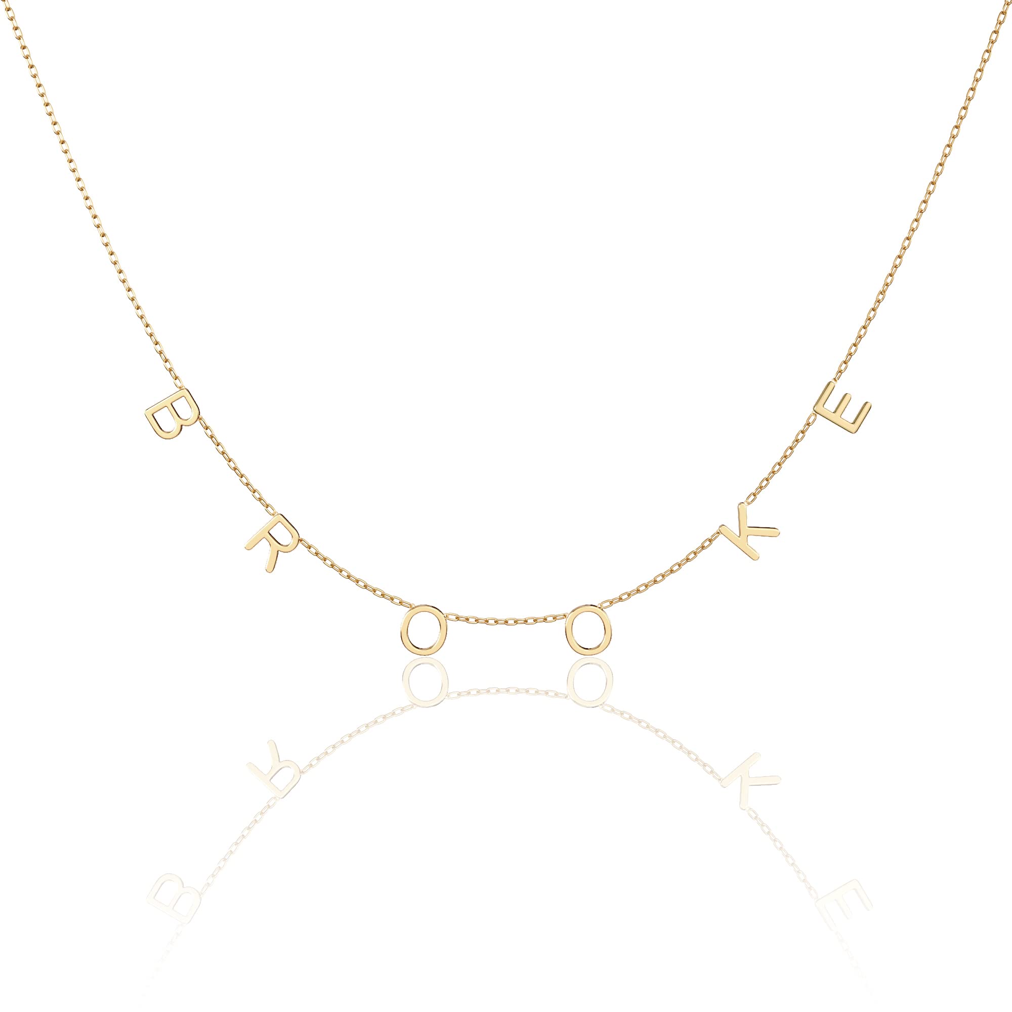 CAITLYNMINIMALIST 18K Gold Custom Name Necklace Personalized 925 Sterling Silver Dainty Gift for Women (05 Spaced Letters)