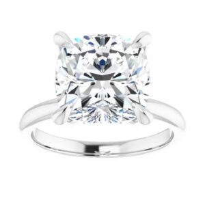 10k solid white gold handmade engagement ring, 5 ct cushion cut moissanite diamond solitaire wedding/bridal rings for women/her, minimalist anniversary ring gifts (4.5)