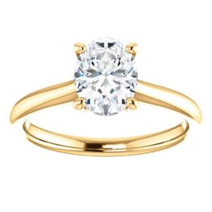 Moissanite Handmade Engagement Ring 3 CT Oval Cut Moissanite Solitaire Wedding Ring for Women VVS Colorless Promise Gifts (925 Silver (Yellow Gold Plated))