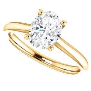 Moissanite Handmade Engagement Ring 3 CT Oval Cut Moissanite Solitaire Wedding Ring for Women VVS Colorless Promise Gifts (925 Silver (Yellow Gold Plated))