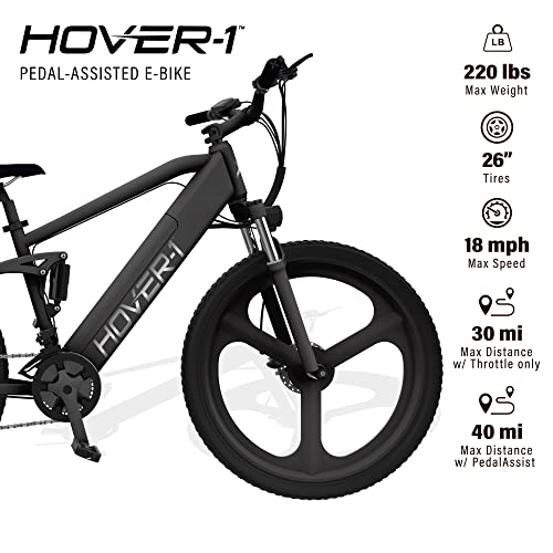 Hover-1 Instinct Electric Bike with 350W Motor, 18 mph Max Speed, 26” Tires, and 40 Miles of Range E Bike for Adults & Teens