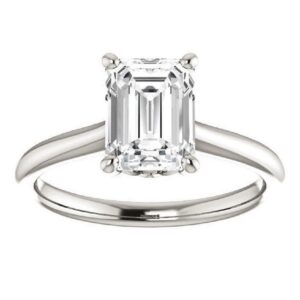 moissanite handmade engagement ring 2 ct emerald cut moissanite solitaire wedding ring for women vvs colorless promise gifts (925 silver (white gold plated))