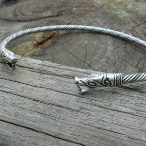 LANSEIS viking wolf necklace Wolf Head Torc Neck Ring Ragnar Handmade jewelry