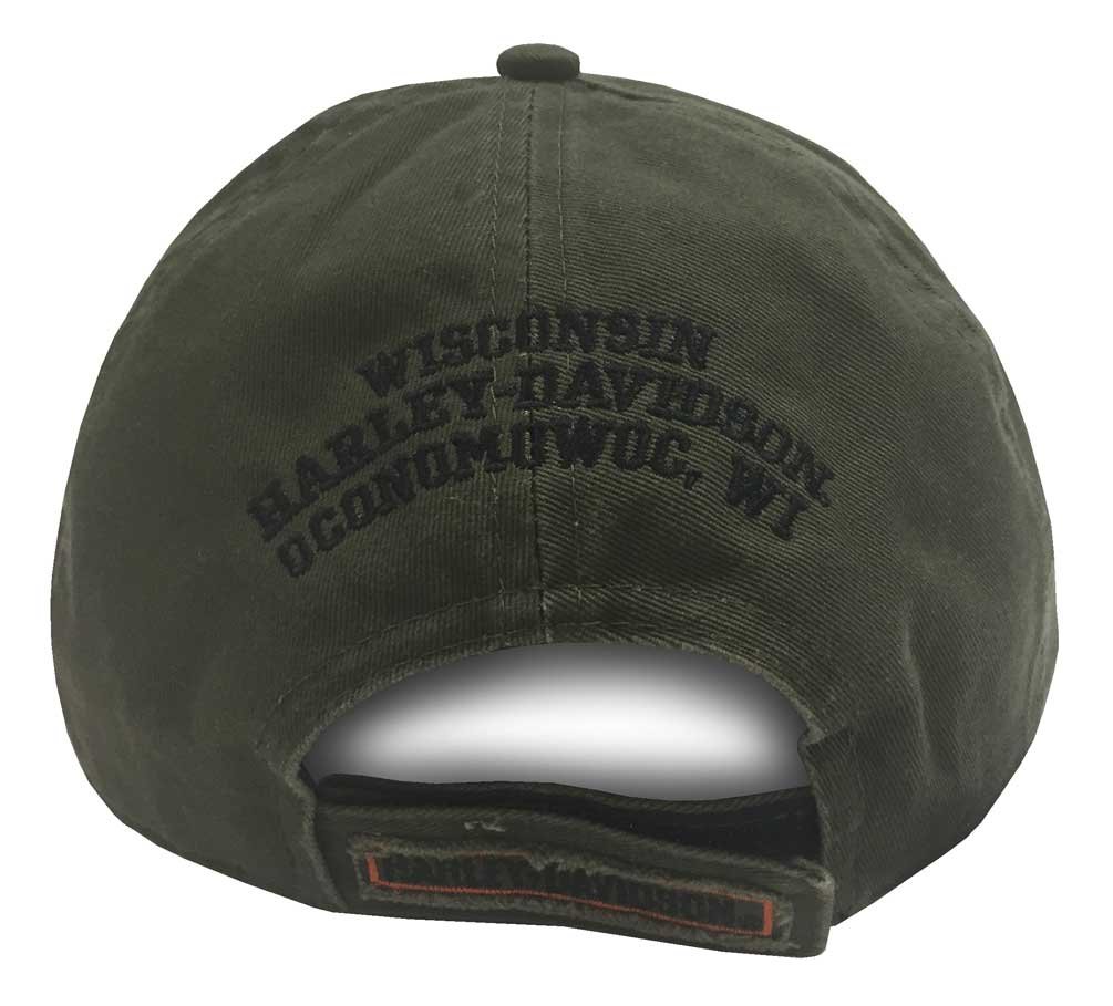 Harley-Davidson Men's Embroidered Long Bar & Shield Baseball Cap, Olive