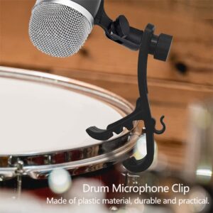 Watris Veiyi Drum Microphone Clip, 4Pcs Microphone Drum Mount, Drum Rim Mic Clips, Drum Microphone Clamp, Shockproof Drum Microphone Securing Clip Musical Instrument Supplies