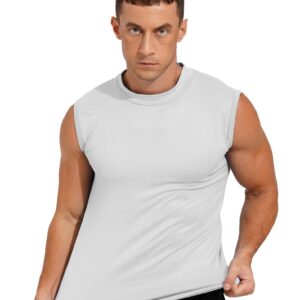 Hedmy Men's Sleeveless T-Shirt Basic Mock Turtleneck Slim Fit Undershirt Pullover Thermal Tank Tops White X-Large