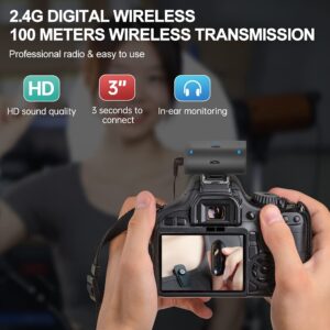 LENSGO 318C II 2.4GHz Dual Clip on Wireless Lavalier Microphone for DSLR/SLR Camera Camcorder iPhone Android Rechargeable Lapel Mic for Video Recording Interview TikTok YouTube Live Streaming -W