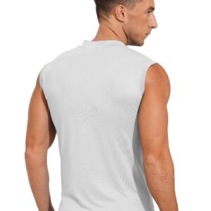 Hedmy Men's Sleeveless T-Shirt Basic Mock Turtleneck Slim Fit Undershirt Pullover Thermal Tank Tops White X-Large