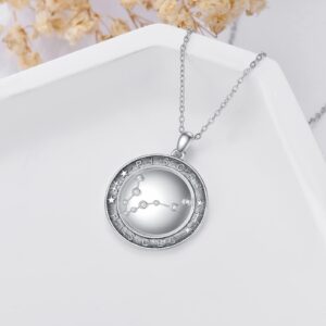 Diamond Zodiac Necklace Sterling Silver Natural Round Diamond pendant Necklace Constellation Jewelry for Women