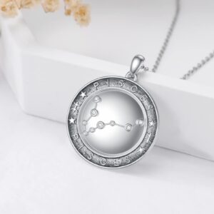 Diamond Zodiac Necklace Sterling Silver Natural Round Diamond pendant Necklace Constellation Jewelry for Women