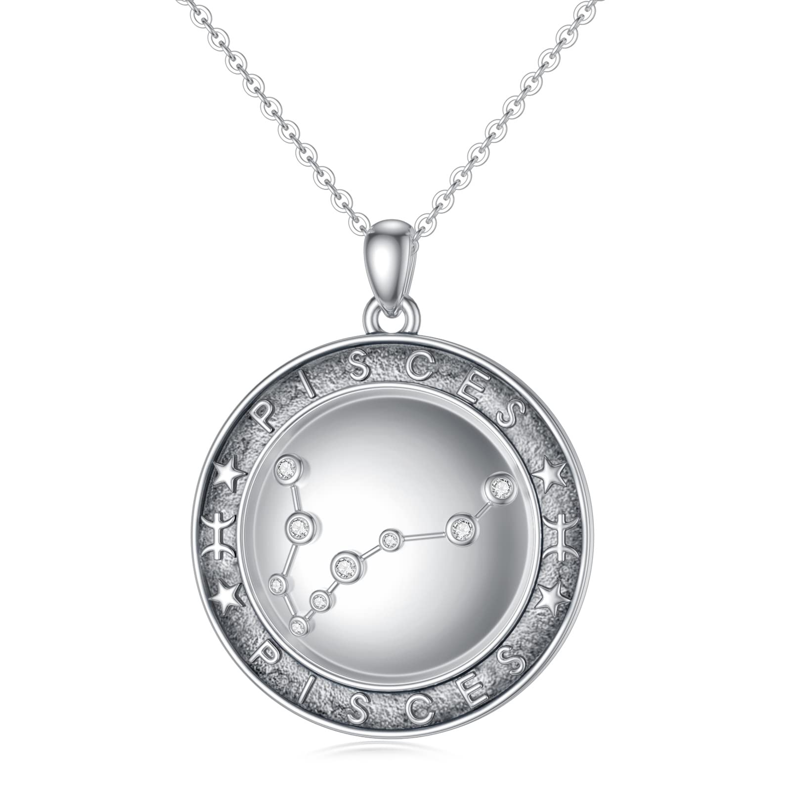 Diamond Zodiac Necklace Sterling Silver Natural Round Diamond pendant Necklace Constellation Jewelry for Women