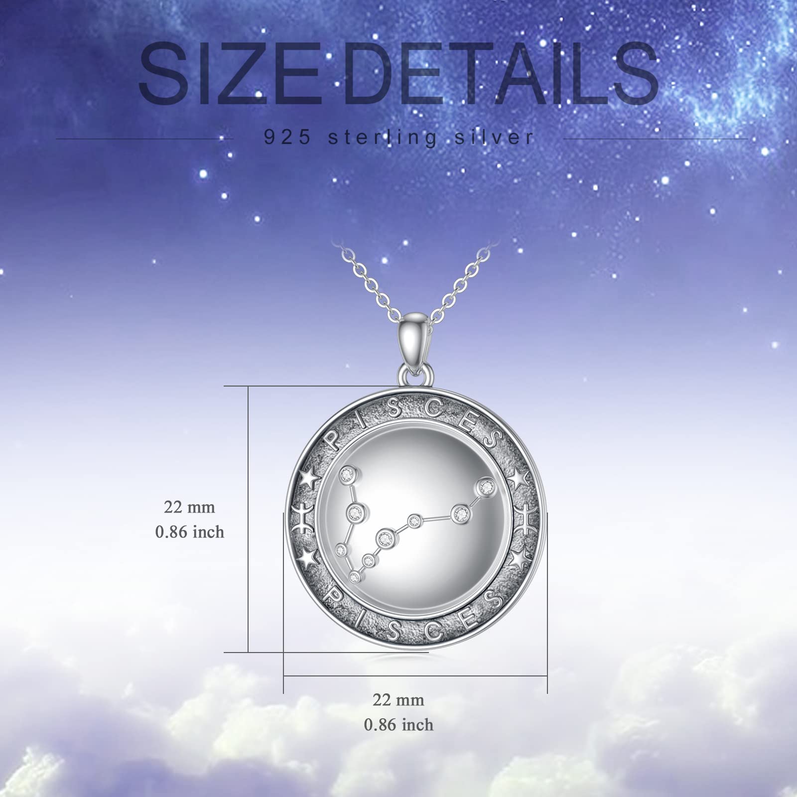 Diamond Zodiac Necklace Sterling Silver Natural Round Diamond pendant Necklace Constellation Jewelry for Women