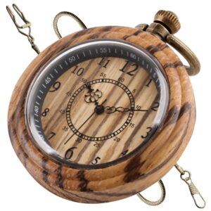 tiong dad gifts for fathers day handmade bamboo wooden pocket watches for men with chain analog quartz gifts for fathers day,birthdays(brown)