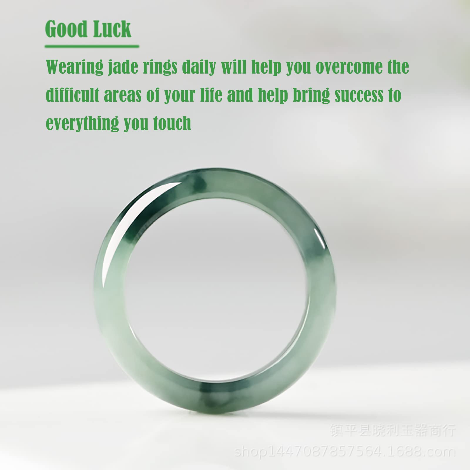 BJIMIDTI Jade Rings- Green Natural A Grade Jade Band Ring 100% Genuine Burma Jade Rings for Women, Real Good Luck Jadeite Ring Jewelry Gifts, Green,Size 11