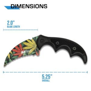 MTECH USA – Fixed Blade Knife – Serrated Hawkbill Blade w/Multi-Color Weed Pattern, Black Injection Molded Handle, Full Tang, Nylon Fiber Sheath - Hunting, Camping, Survival, EDC – MT-20-63WD